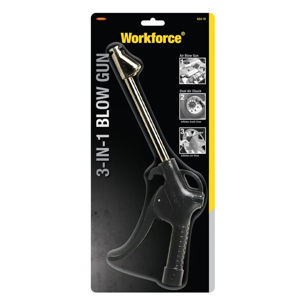 Workforce 3-in-1 Blow Gun with Dual-head Angle Tire Inflator - AG4-10