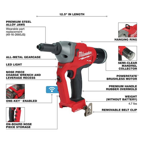 Milwaukee Tool M18 FUEL 1/4 in. Blind Rivet Tool with ONE-KEY (Tool Only) - 2660-20