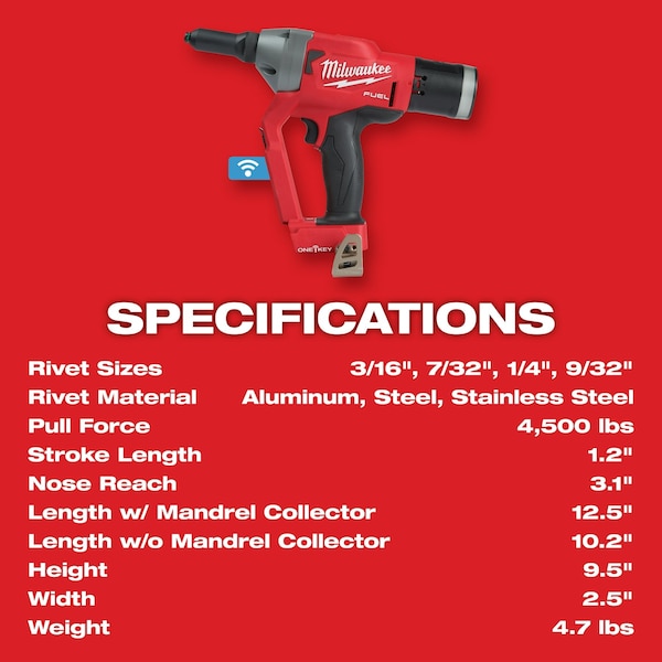 Milwaukee Tool M18 FUEL 1/4 in. Blind Rivet Tool with ONE-KEY (Tool Only) - 2660-20