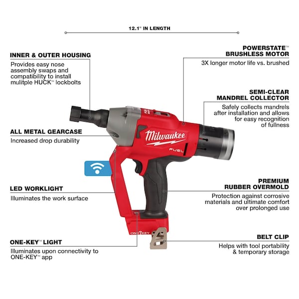 Milwaukee Tool M18 FUEL 1/4 in. Lockbolt Tool with ONE-KEY (Tool Only) - 2661-20