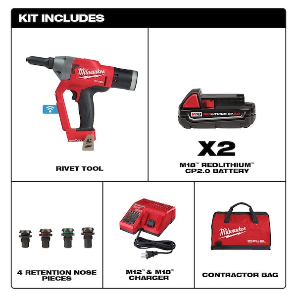 Milwaukee Tool M18 FUEL 1/4 in. Blind Rivet Tool with ONE-KEY Kit - 2660-22CT