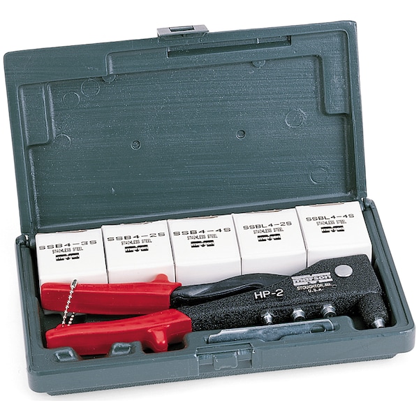 Marson Rivet Tool Kit, 200 Assrtd Klik-Fst Rivet - M39001