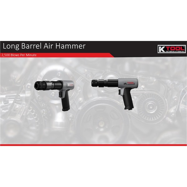K-Tool International Air Hammer Long Barrel High Powered W/ Quick Change Retainer - KTI83276