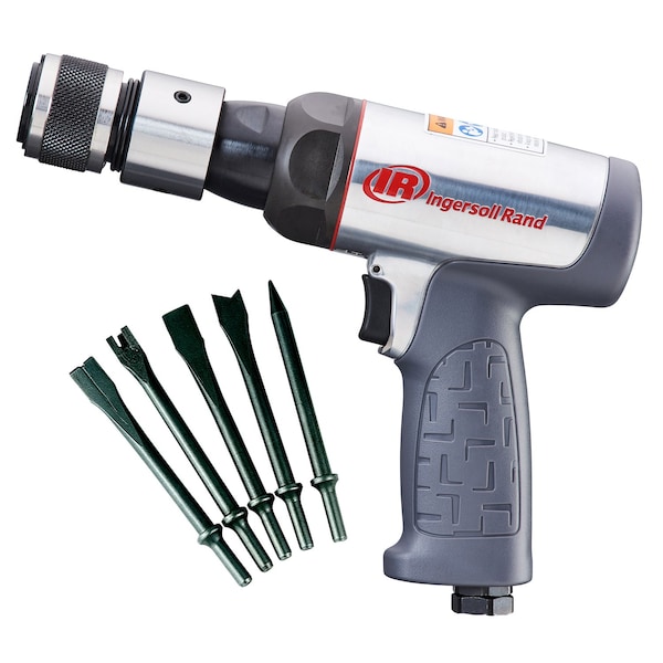 Ingersoll-Rand Air Hammer Kit, Industrial Duty, 0.401 in Shank Size, 3,530 bpm, includes 5-piece Chisel Set - 123MAXK