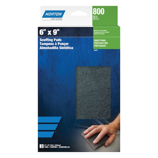 Norton Abrasives 6 x 9 pulgadas Bear-Tex Almohadilla de mano no tejida de carburo de silicio, paquete de 10 - 7660700257