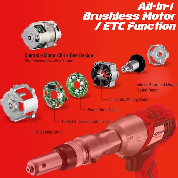 Acdelco P20 series Li-ion 20V BRUSHLESS Rivet Tool w/ ETC (1 Battery) - ARV20104B-M