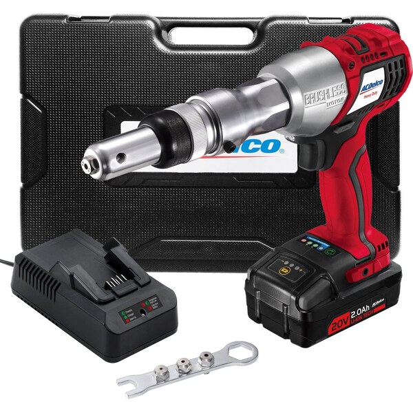 Acdelco P20 series Li-ion 20V BRUSHLESS Rivet Tool w/ ETC (1 Battery) - ARV20104B-M