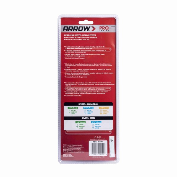 Arrow Fastener Headless 1-Handed Swivel Rivet Tool - RT300S