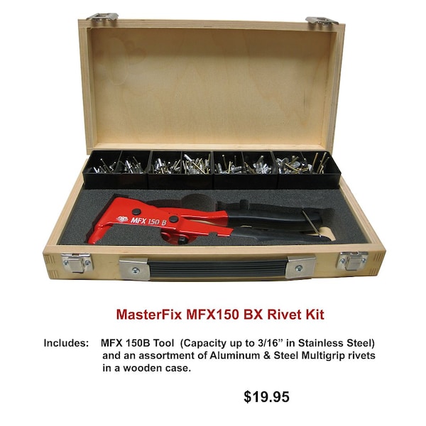 Irwin HandBlnd RivetToo Kit In WoodenBox w/An Assortment Of Alum.& StlBlnd - MFX150BX
