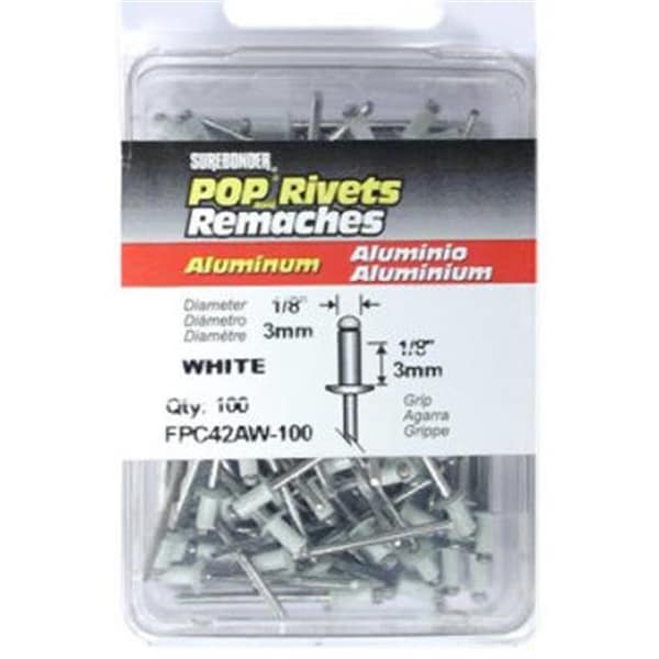 Fpc FPC FPC42AW-100 Surebonder 100 Pack Short White Aluminum Rivet - 297663