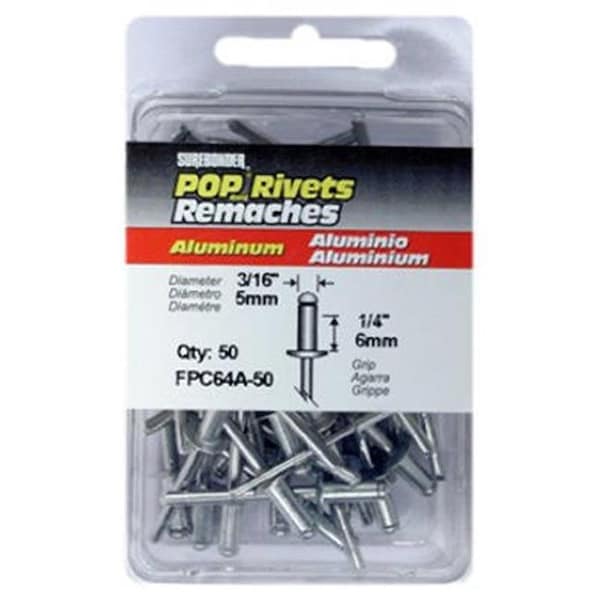 Fpc FPC FPC64A-50 Surebonder 50 Pack Medium Aluminum Rivet - 142034
