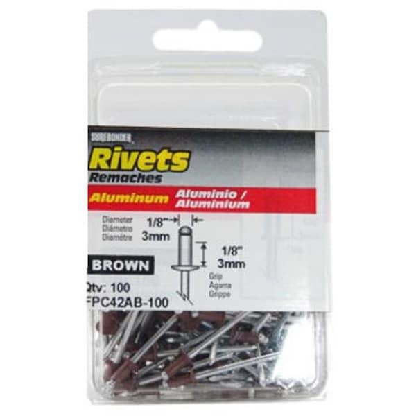 Fpc FPC FPC42AB-100 Surebonder 100 Pack Short Brown Aluminum Rivet - 245100