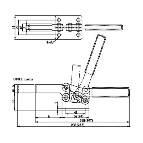 Hhip Horizontal U Bar Flanged Base Toggle Clamp With 500 lbs Capacity - 3900-0368