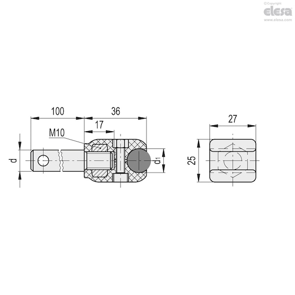 Elesa For round guides, with pin, MPG-C-S-P12-12 - MPG-C-S-P