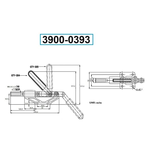 Hhip Push & Pull Clamp With 90 Degree Handle & 1500 lbs Holding Capacity - 3900-0393
