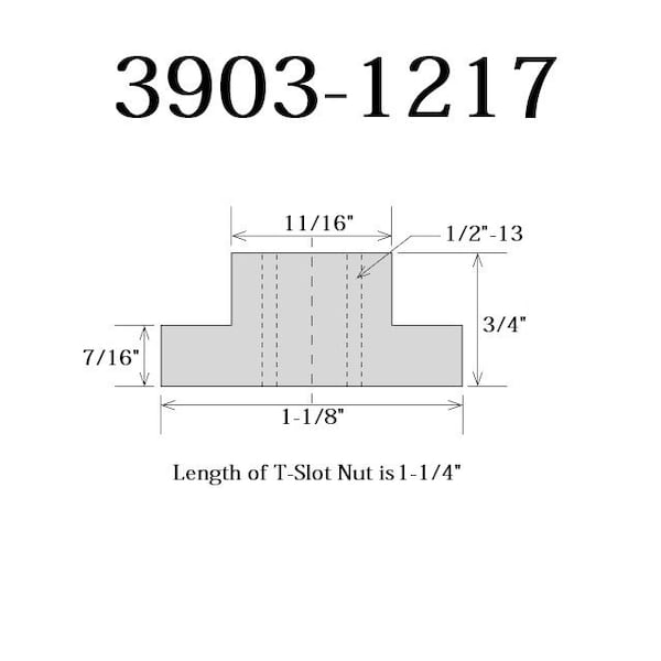 Hhip 11/16" 1/2-13 T-Slot Nut - 3903-1217