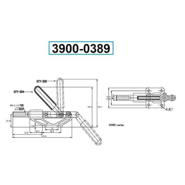 Hhip Push & Pull Clamp With 90 Degree Handle & 500 lbs Holding Capacity - 3900-0389