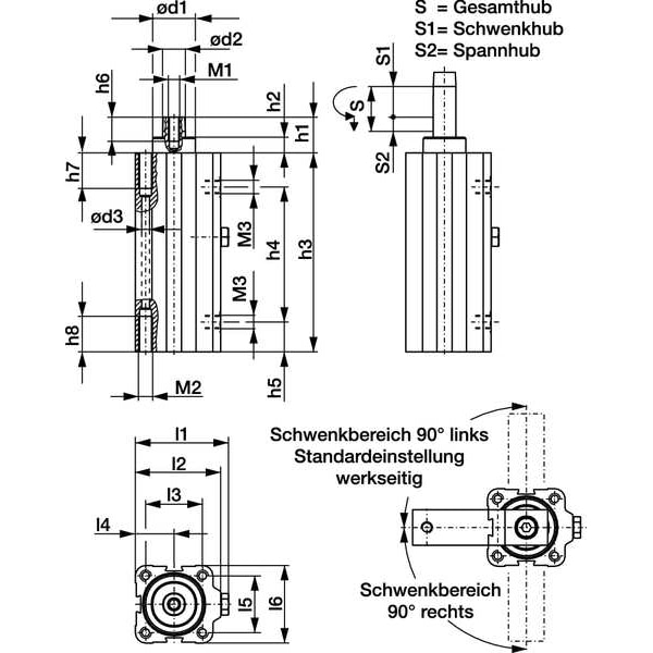 De-Sta-Co Pneumatic Swing Clamp, 46.5 mm, 94 Lb - 89R40-025-2