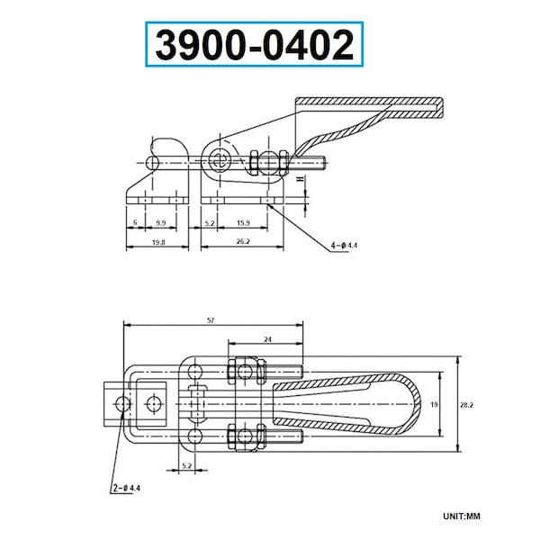 Hhip Pull Action Latch Toggle Clamp With 350 lbs Holding Capacity - 3900-0402