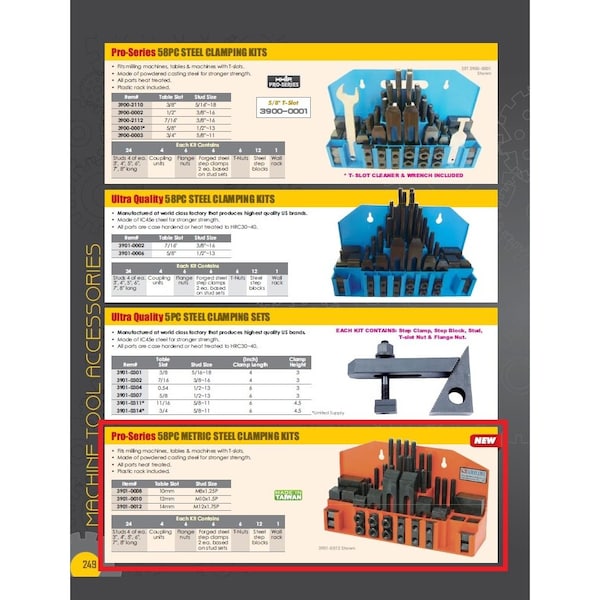 Hhip Pro-Series 52 Piece Clamping Kit 10mmm T-Slot With M8 X 1.25 Studs - 3901-0008