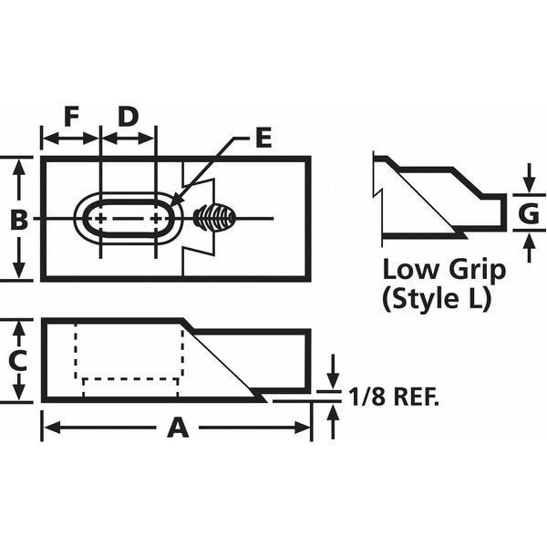 Te-Co Edge Clamp, Low, 1, 1-7/8, 5/8, 5/16 - 33817