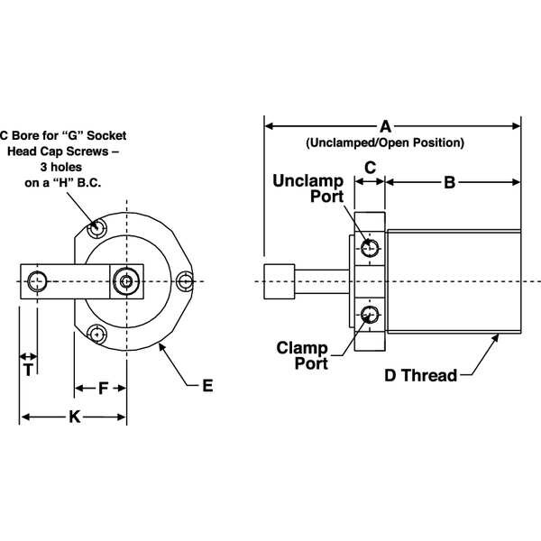De-Sta-Co Pneumatic Swing Clamp, LH Swing, 80 Lb - 8216