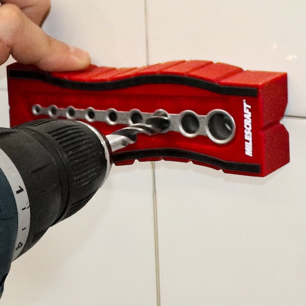 Milescraft Drill Block Plus Handheld Drilling Guide w/9 Bushing Sizes. Easy to Cut On Flat, Edge Or Round Stock - 1336