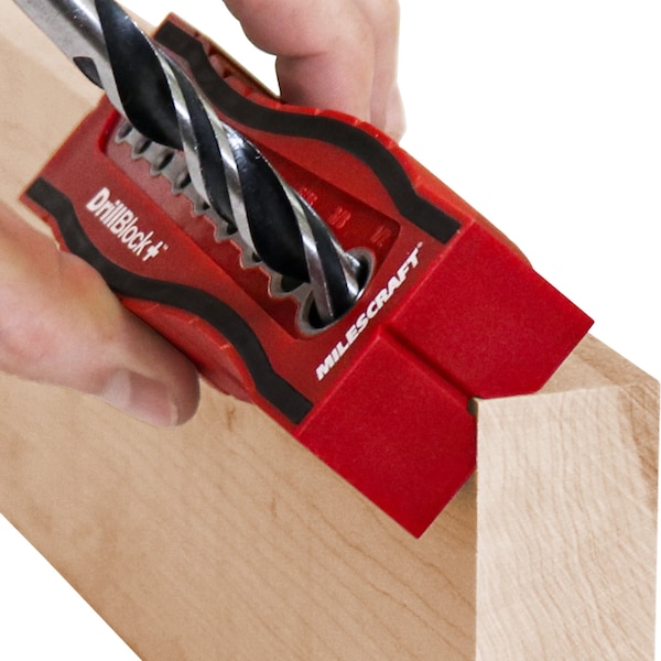 Milescraft Drill Block Plus Handheld Drilling Guide w/9 Bushing Sizes. Easy to Cut On Flat, Edge Or Round Stock - 1336