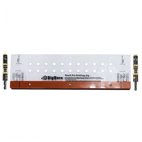 Big Horn Shelf Pin Drilling Jig with 1/4 Inch & 5mm Self Centering Bits - 19653