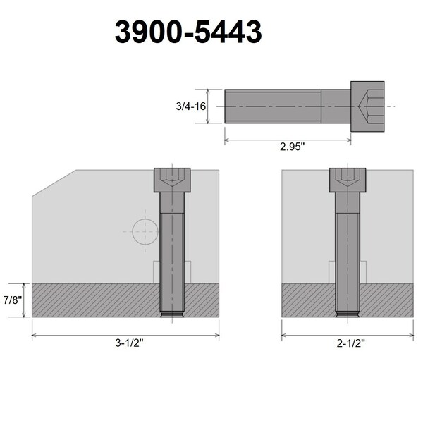 Hhip KDK-200 Style T-Nut Blank 7/8 X 2-1/2 X 3-1/2 With Screw - 3900-5443