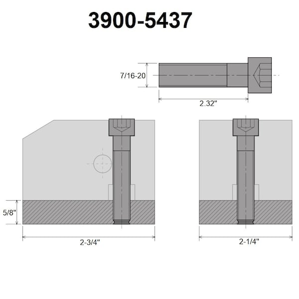 Hhip KDK-100 & KDK-0 Style T-Nut Blank 5/8 X 2-1/4 X 2-3/4 With Screw - 3900-5437