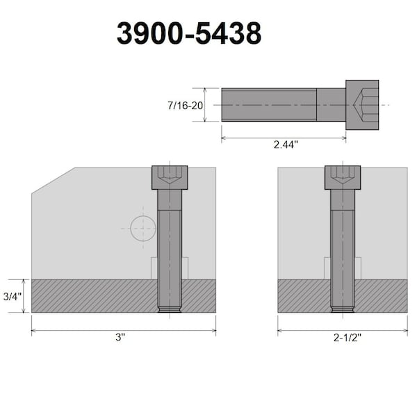 Hhip KDK-100/KDK-0 Style T-Nut Blank 3/4 X 2-1/2 X 3 Screw 7/16-20 X 62mm - 3900-5438