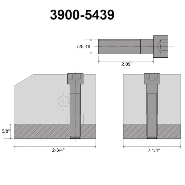 Hhip KDK-150 Style T-Nut Blank 5/8 X 2-1/4 X 2-3/4 With Screw - 3900-5439
