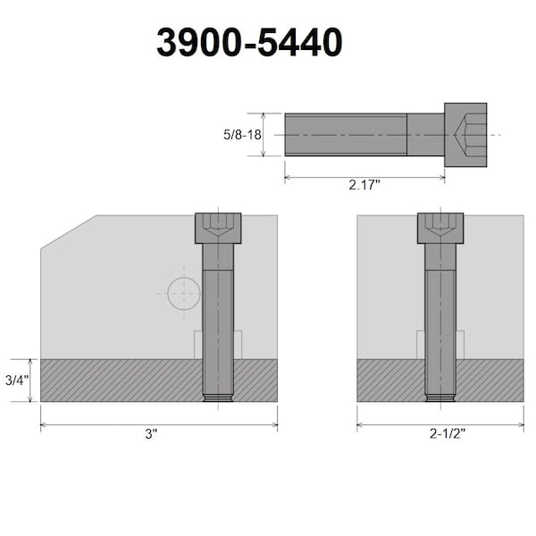Hhip KDK-150 Style T-Nut Blank 3/4  X 2-1/2 X 3 With Screw 5/8-18 X 55mm - 3900-5440