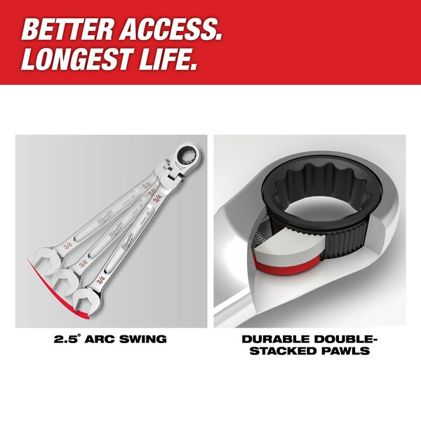 Llave combinada de cabeza flexible Milwaukee Tool de 11/32 pulgadas SAE - 45-96-9811