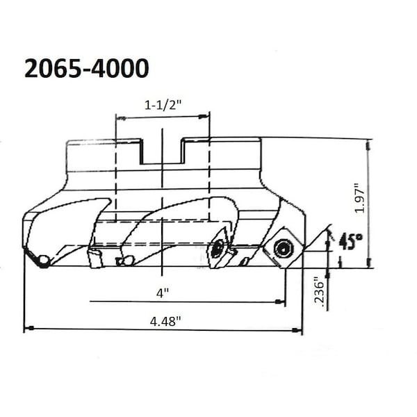 Hhip 4" X 1-1/2 Bore 45 Degree SE Indexable Face Mill - 2065-4000