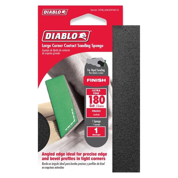 Diablo 5 pulg. L X 3 pulg. W X 1 pulg. 180 Grit Ultra Fine Angled Sanding Sponge - DFBLANGSFN01G