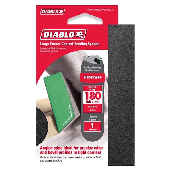 Diablo 5 pulg. L X 3 pulg. W X 1 pulg. 180 Grit Ultra Fine Angled Sanding Sponge - DFBLANGSFN01G