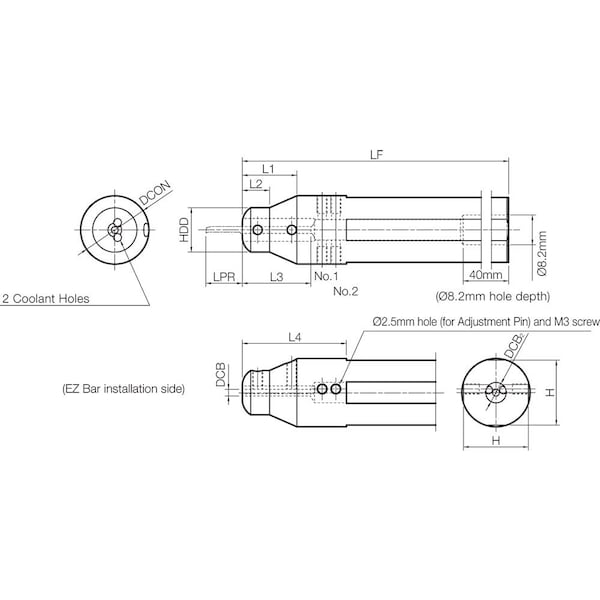 Kyocera Micro Bar Sleeve, Adj., Coolant-Through - EZH01719CT120