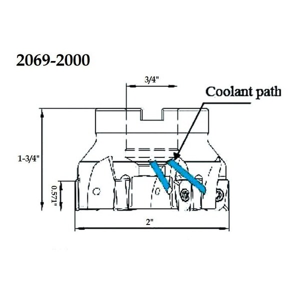 Hhip 2" X 3/4 Bore 90 Degree Coolant-Thru Face Mill - 2069-2000