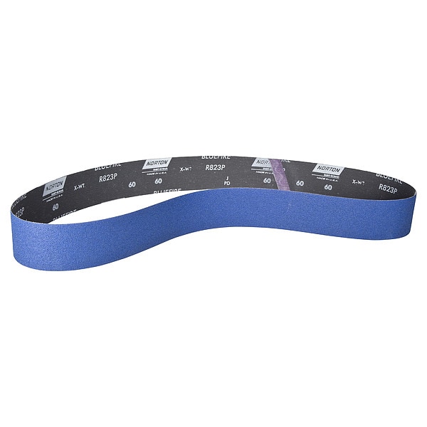 Norton Abrasives Sanding Belt, Recubierto, Alúmina de Circonio, 80 Granos, Grueso, BlueFire R823P, Azul - 78072768991