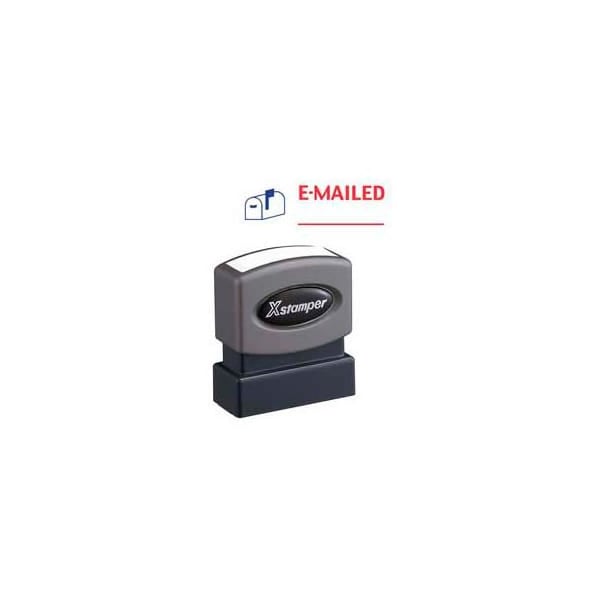 Shachihata Xstamper Pre-Inked Message Stamp, E-MAILED, 1-5/8" x 1/2", Blue/Red - 2025