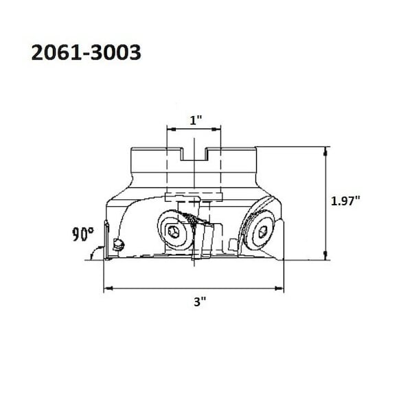 Hhip 3 X 1" Bore 90 Degree Square Nickel Coated Indexable Face Mill - 2061-3003