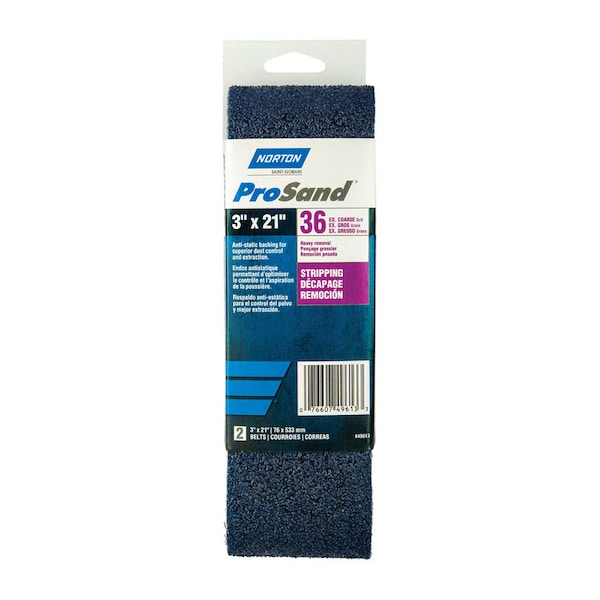 Norton Abrasives 3 pulgadas de ancho, 21 pulgadas de largo, Recubierto, Alúmina de Zirconia, 36 Granos, Extra Grueso - 7660702228