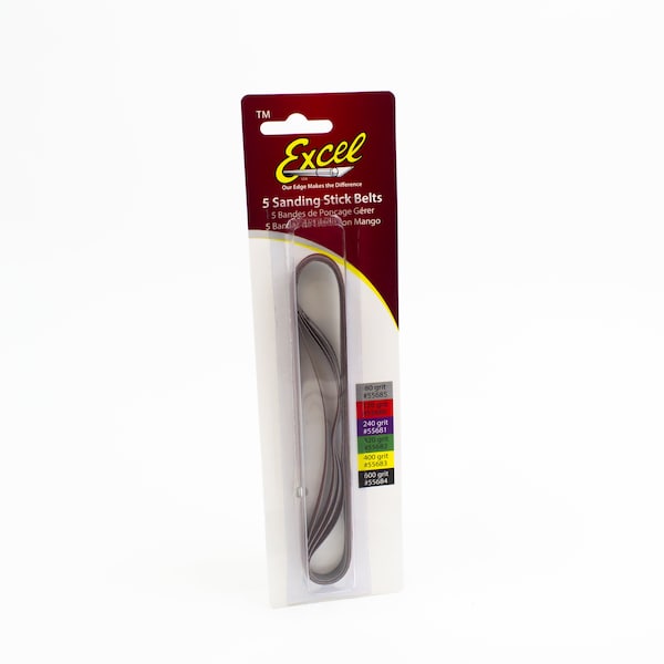 Excel Blades Cinturones de lija para palitos de lija #240 Grit Cinturón de lija de repuesto 5 piezas, paquete de 6 - 55681