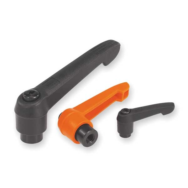 Kipp Adjustable Handle Size: 3 3/8-16, Plastic Black RAL 7021, Comp: Stainless Steel - K0270.3A41