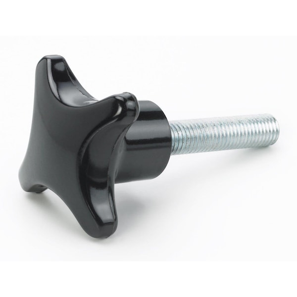 Morton Black Plastic Metric Star Knob, M8 x 20mm Thread, 40mm Diameter, Plated Steel Screw - PHK-4820
