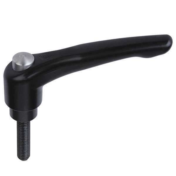 Kipp Adjustable Handle, Mod. Design, Protective Cap Sz. 2, M08X55, Cast Zinc Black Satin, Comp: Steel - K0122.92081X55
