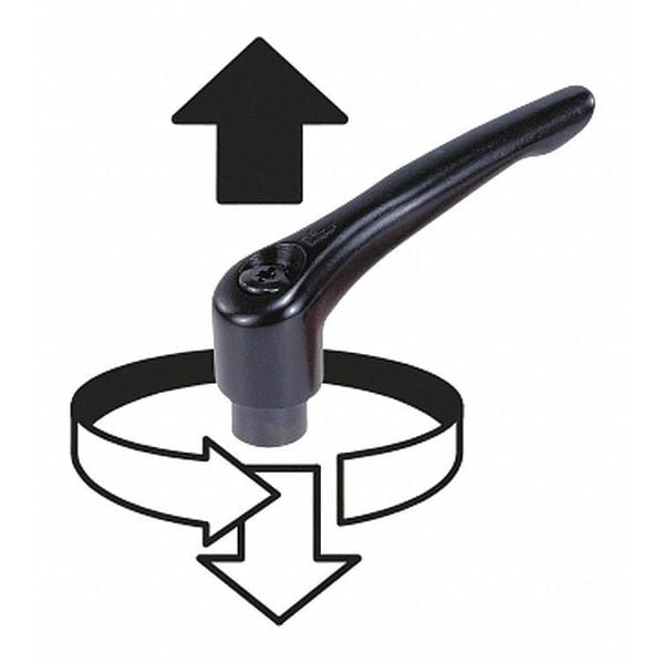 Kipp Adjustable Handle, Mod. Design, Protective Cap Sz. 3, M10X50, Cast Zinc Orange RAL2004, Comp: Steel - K0122.93102X50