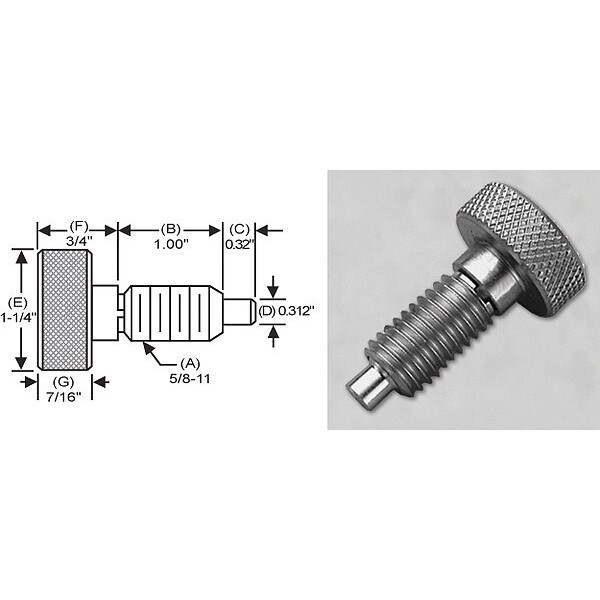 S & W Manufacturing Knurled Non Lck Knob, 316SS, Ns P, 5/8-11" - SKNL-5-316